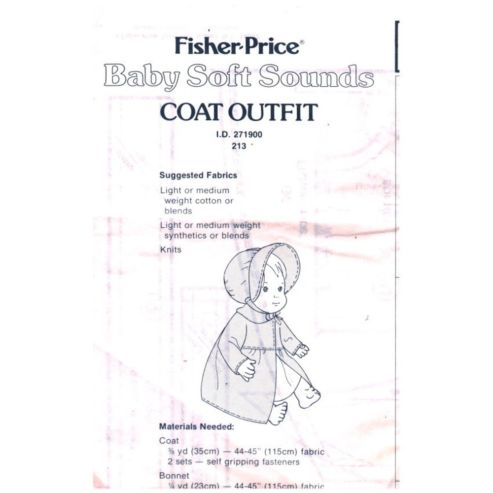 Fisher-Price Baby Soft Sounds Coat Outfit Sewing Pattern ID 271900 213 Vintage